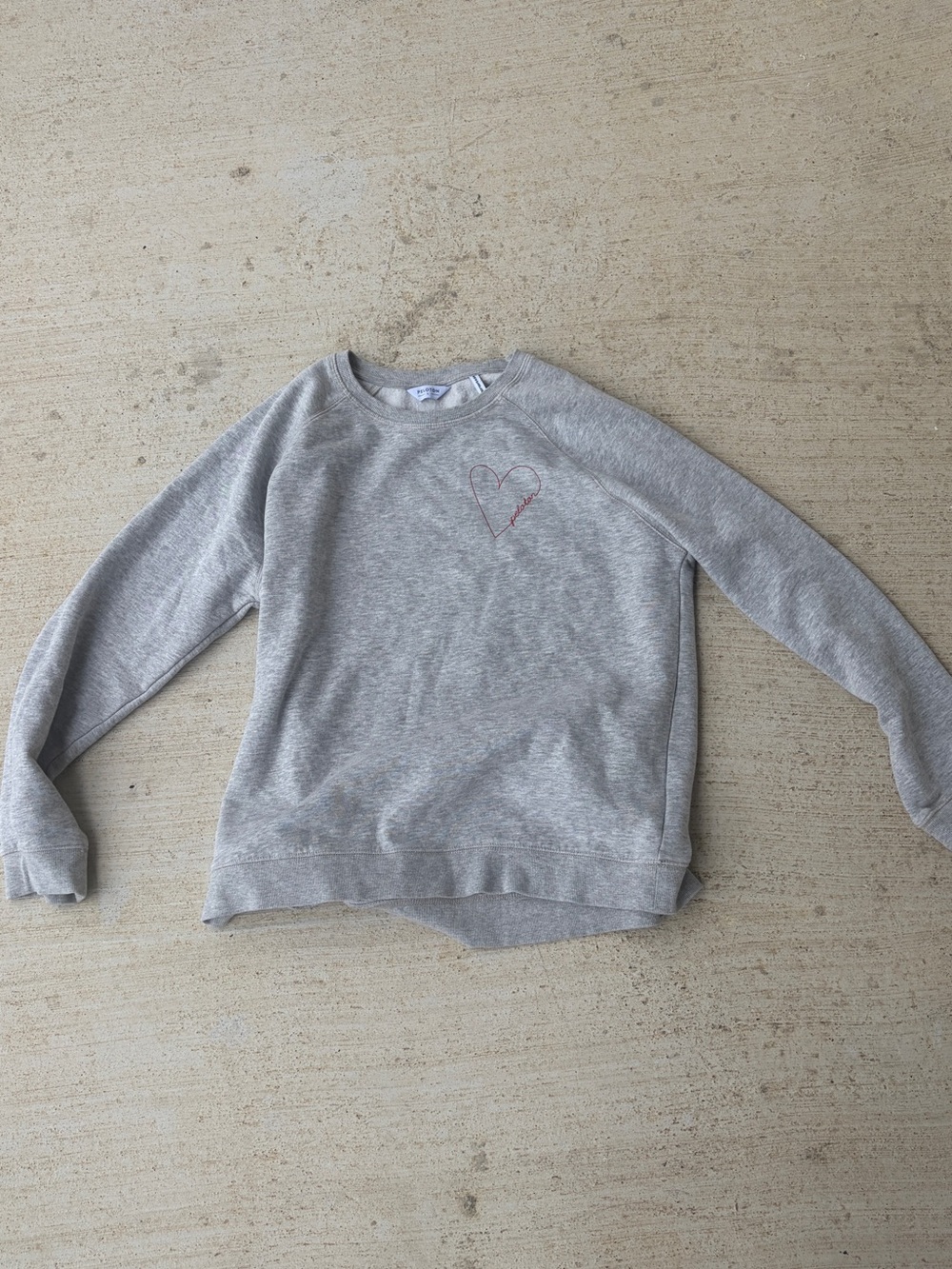 Peloton Light Gray Sweatshirt with Subtle Heart Accent